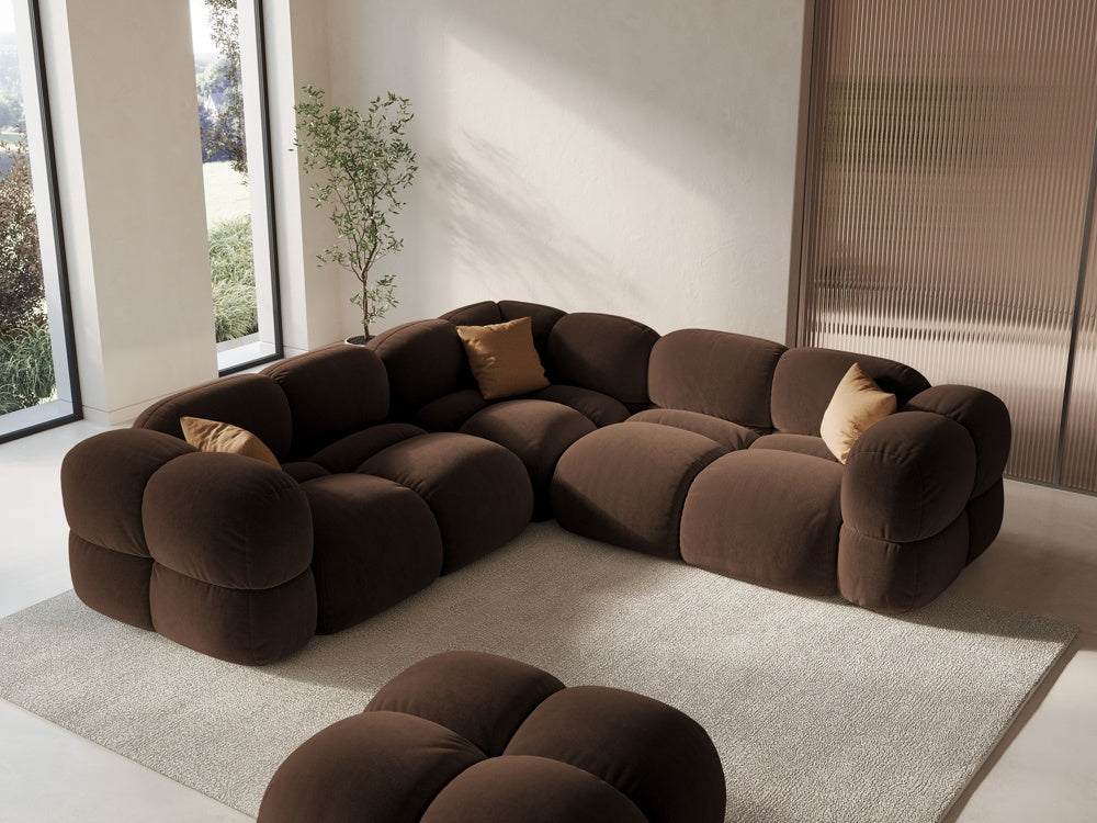 
4-Seater Designer Corner Sofa "Loretto" - Velvet Chocolate