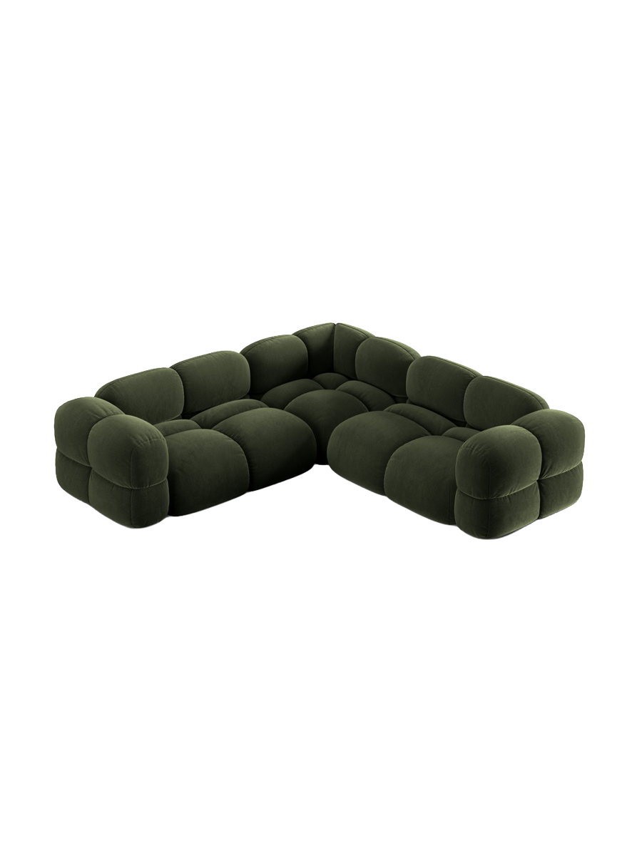 
4-Seater Designer Corner Sofa "Loretto" - Velvet Green