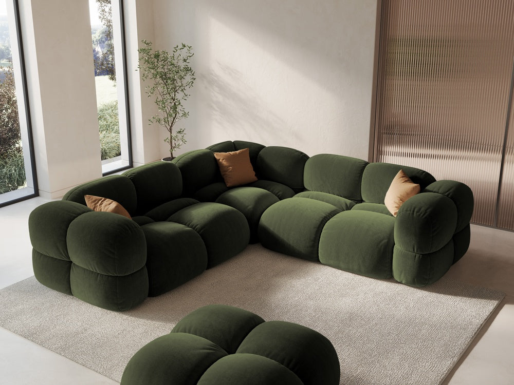 
4-Seater Designer Corner Sofa "Loretto" - Velvet Green