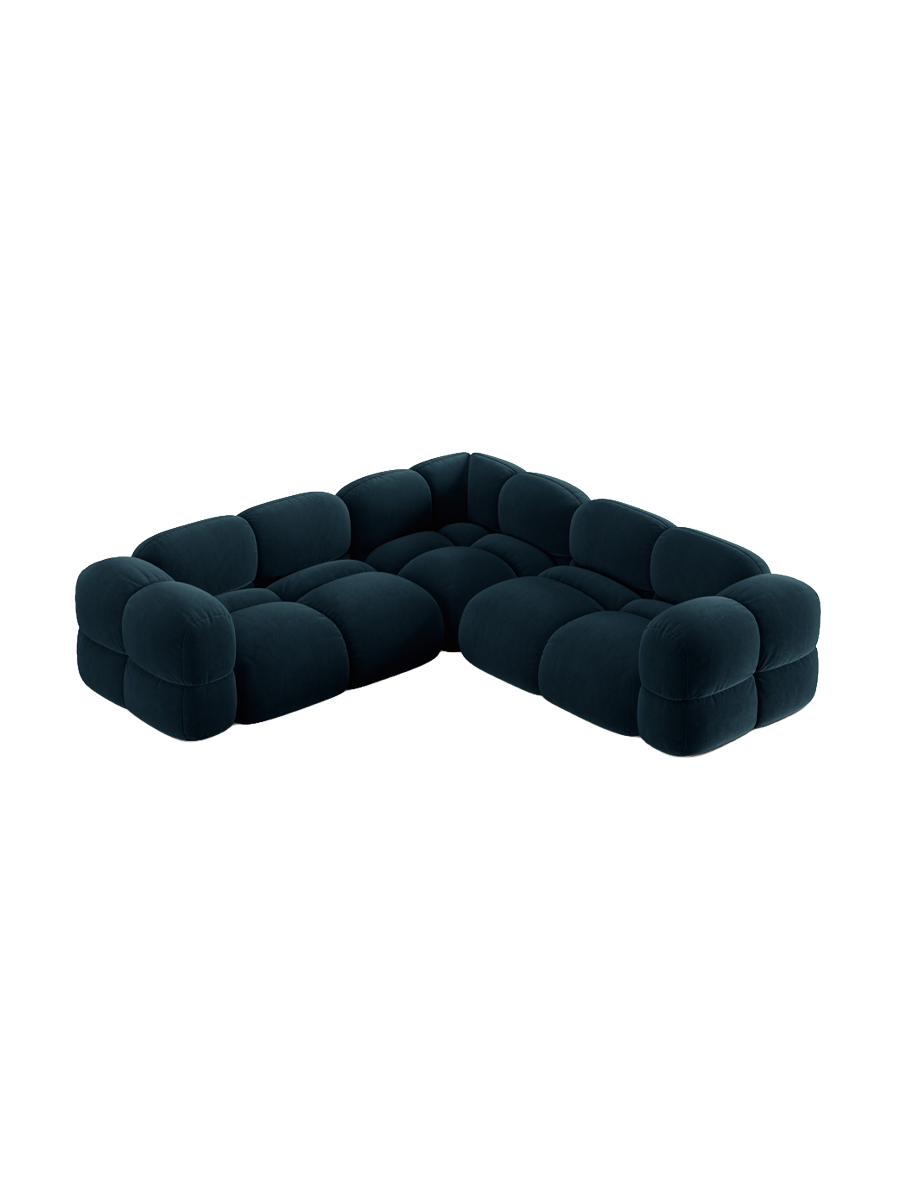 
4-Seater Designer Corner Sofa "Loretto" - Dark petrol velvet