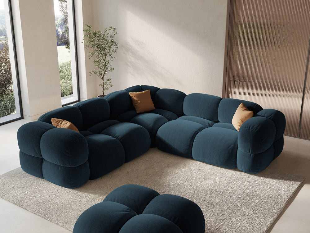 
4-Seater Designer Corner Sofa "Loretto" - Dark petrol velvet