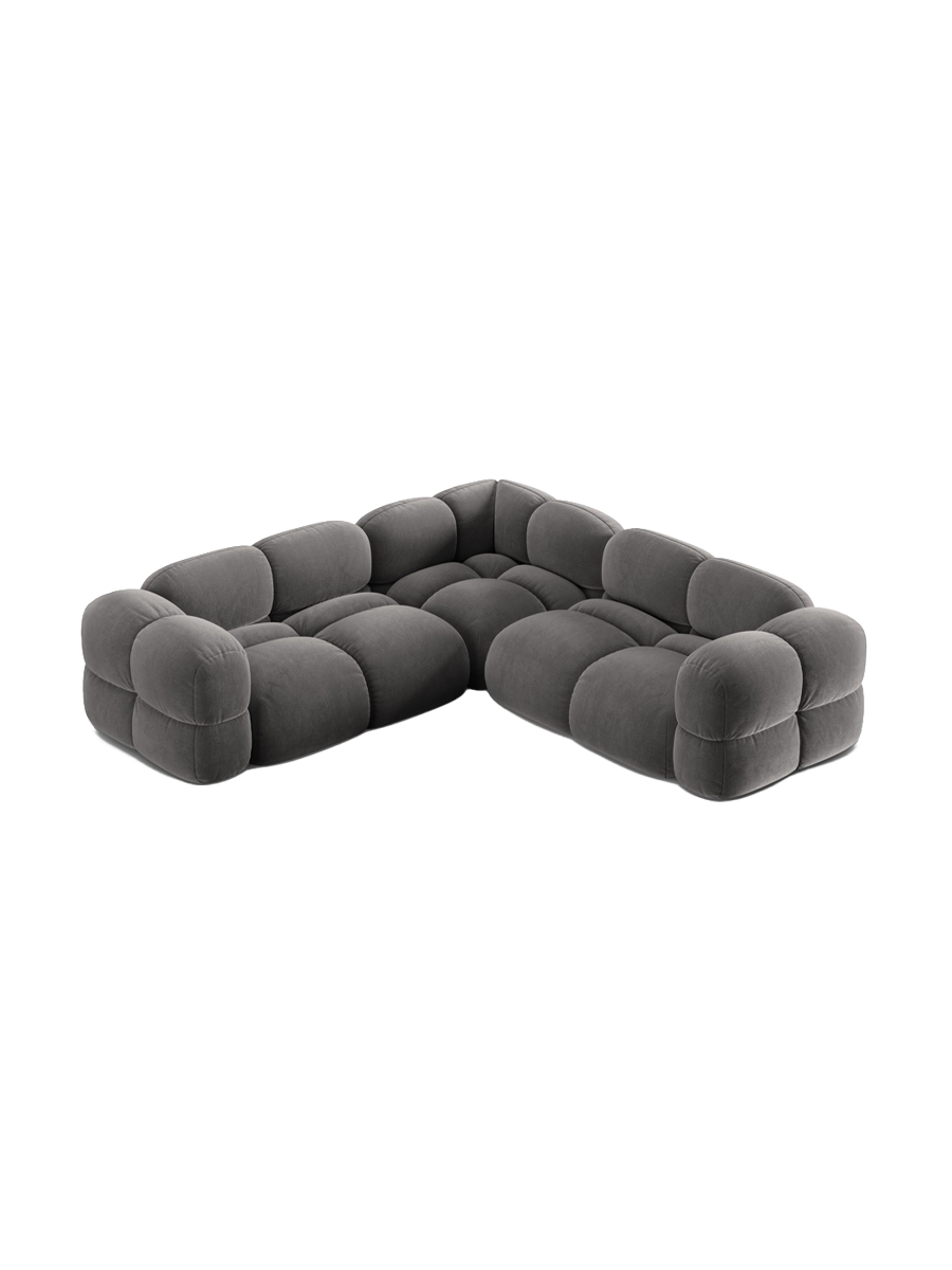 
4-Seater Designer Corner Sofa "Loretto" - Velvet Grey