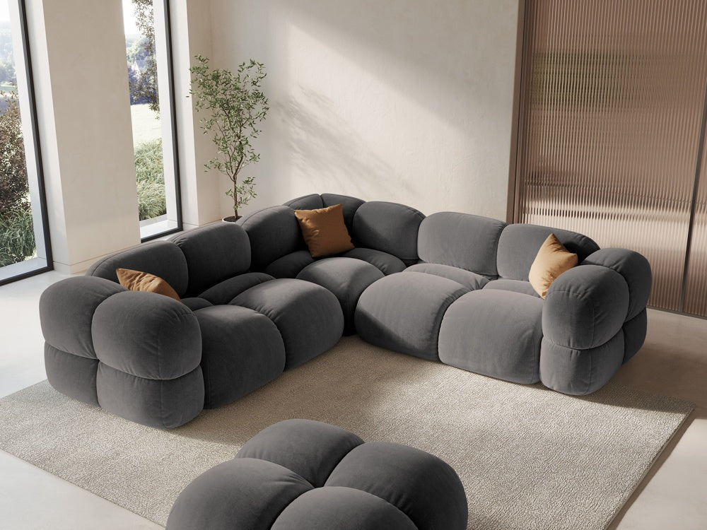 
4-Seater Designer Corner Sofa "Loretto" - Velvet Grey