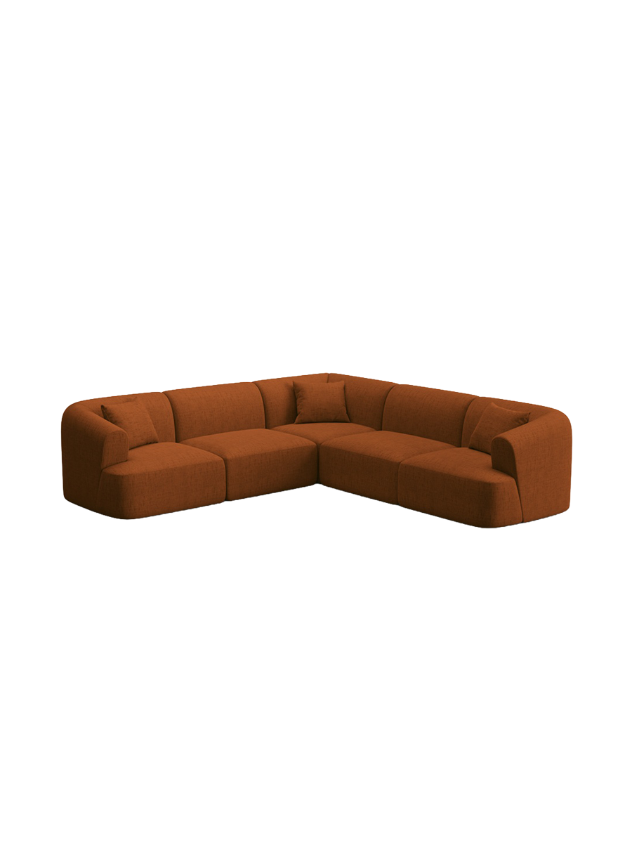 
6-Seater Designer Corner Sofa "Campi" - Upholstery fabric Brick