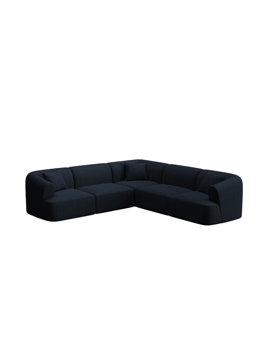 
6-Seater Designer Corner Sofa "Campi" - Structured Fabric Royal Blue