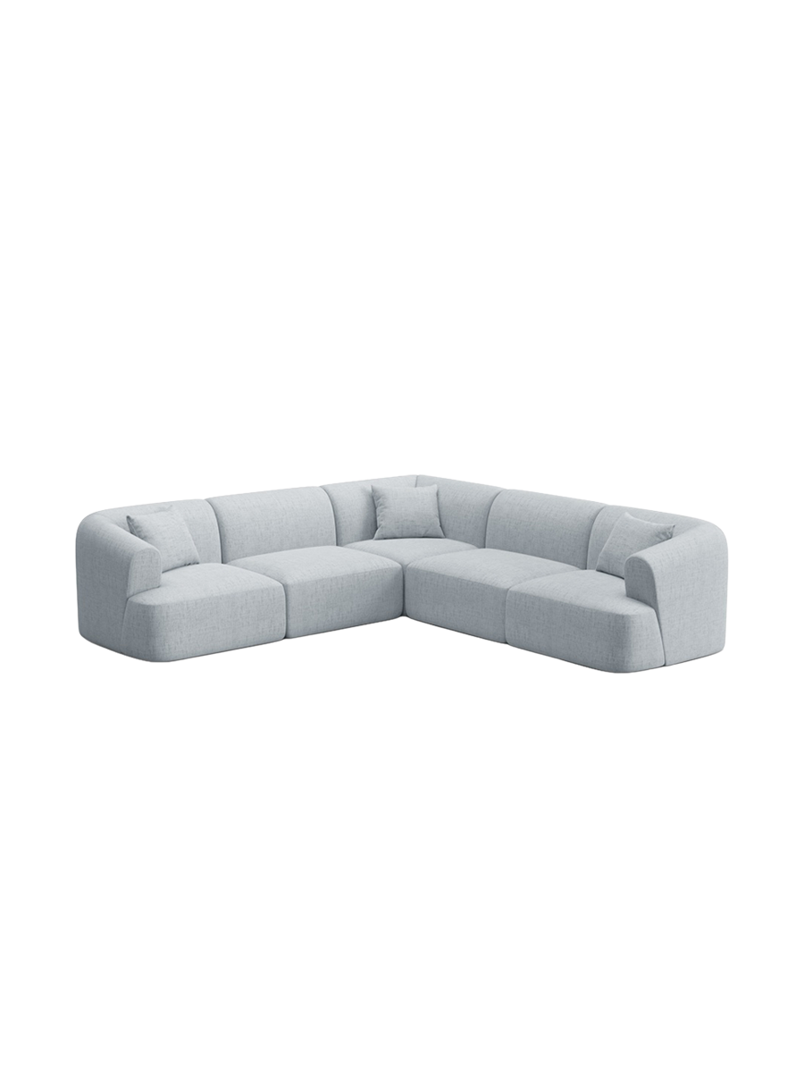 
6-Seater Designer Corner Sofa "Campi" - Structural Fabric Light Grey