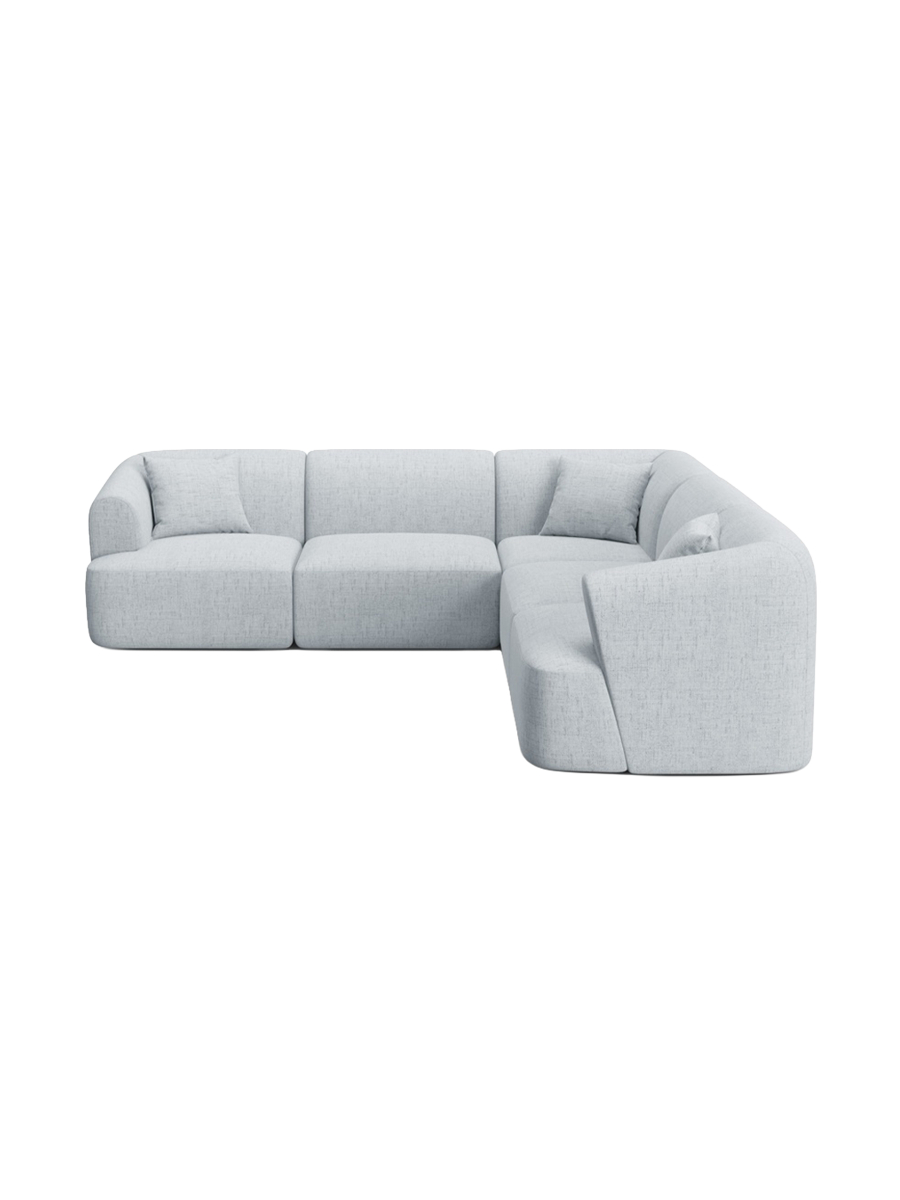 
6-Seater Designer Corner Sofa "Campi" - Structural Fabric Light Grey