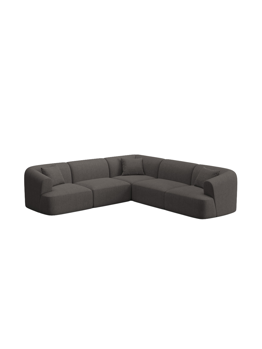 
6-Seater Designer Corner Sofa "Campi" - Textured Fabric Grey