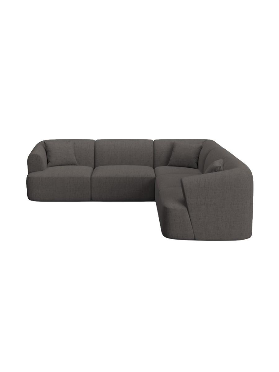 
6-Seater Designer Corner Sofa "Campi" - Textured Fabric Grey