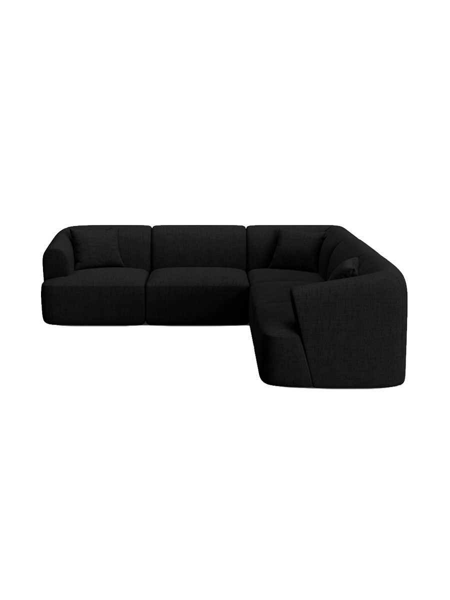 
6-Seater Designer Corner Sofa "Campi" - Textured Fabric Black
