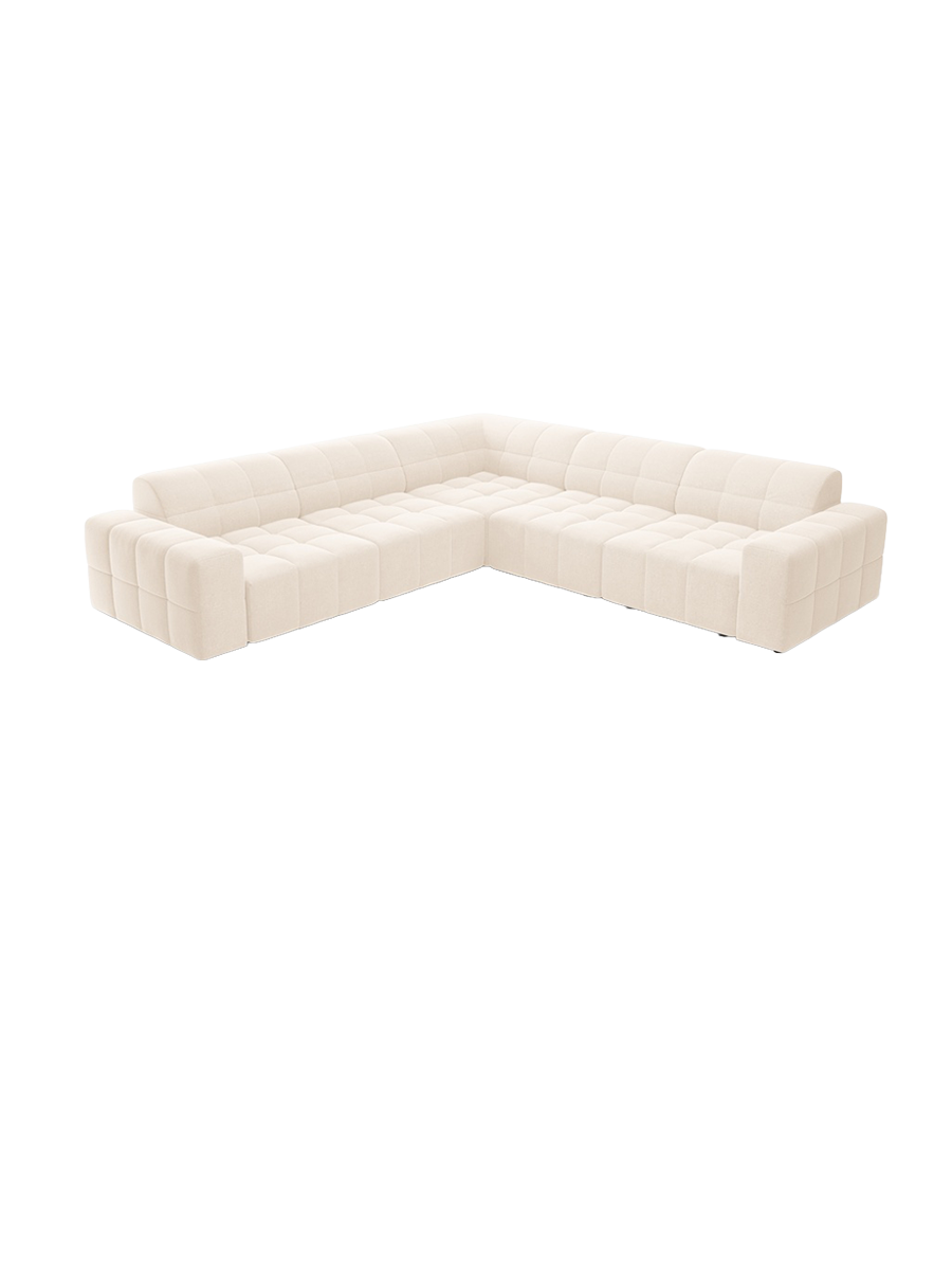 
4-Seater Designer Corner Sofa "Chicago" - Chenille Light Beige