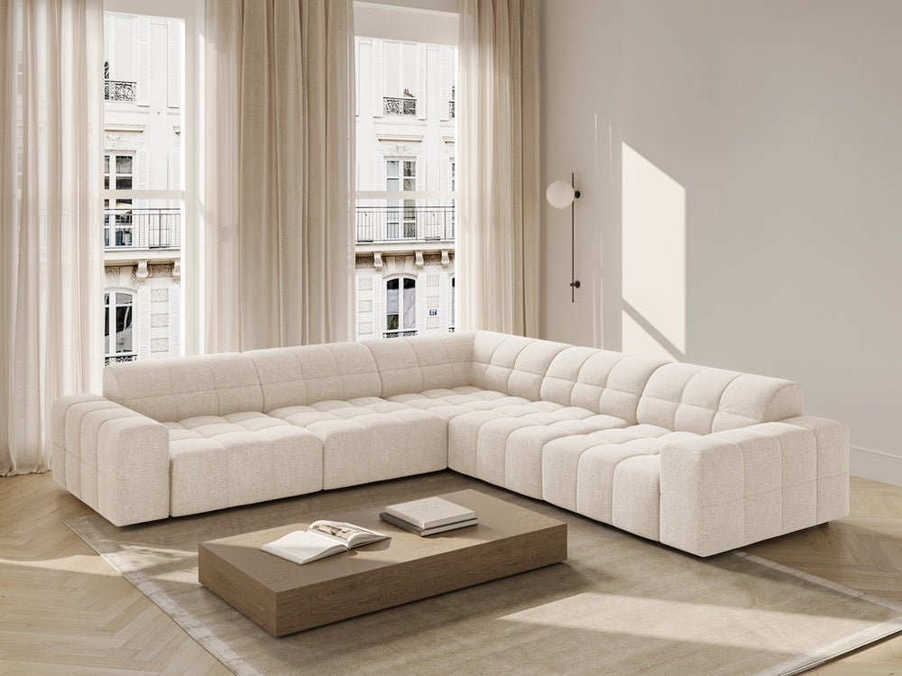 
4-Seater Designer Corner Sofa "Chicago" - Chenille Light Beige