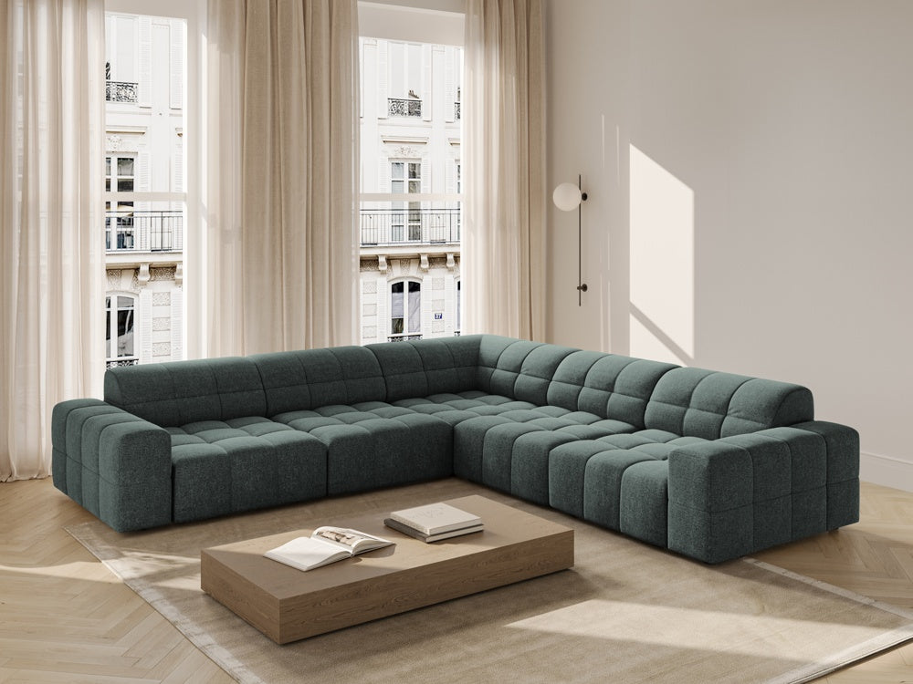
4-Seater Designer Corner Sofa "Chicago" - Petrol Chenille