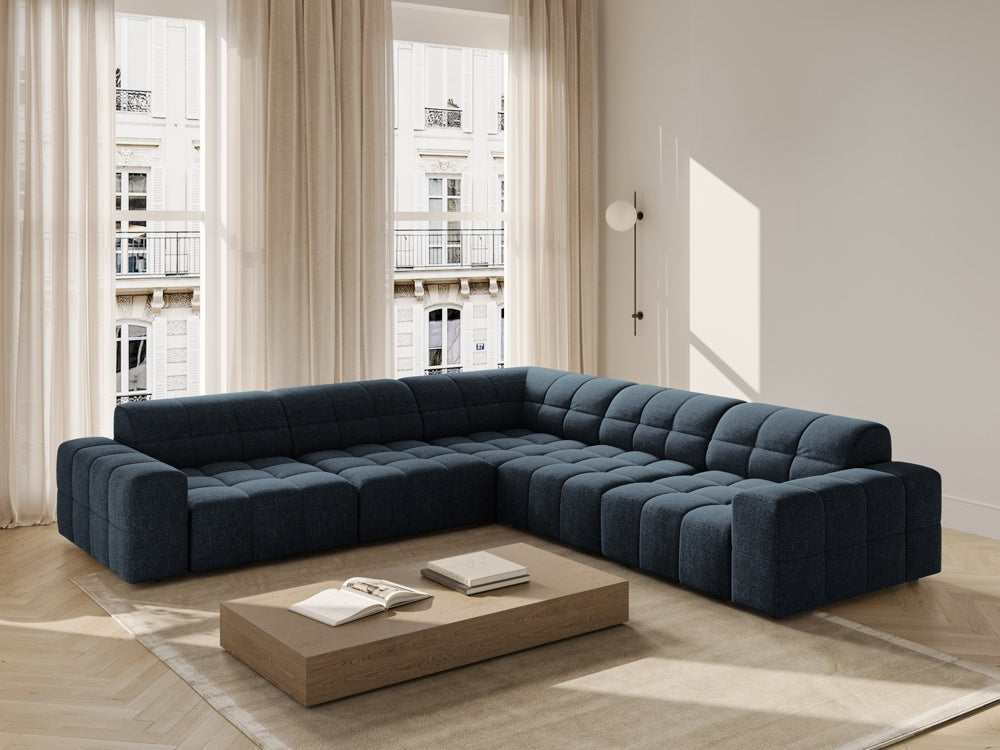 
4-Seater Designer Corner Sofa "Chicago" - Chenille Royal Blue