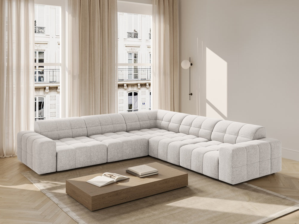 
4-Seater Designer Corner Sofa "Chicago" - Chenille Light Grey