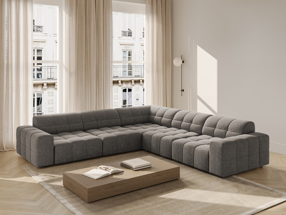 
4-Seater Designer Corner Sofa "Chicago" - Chenille Grey