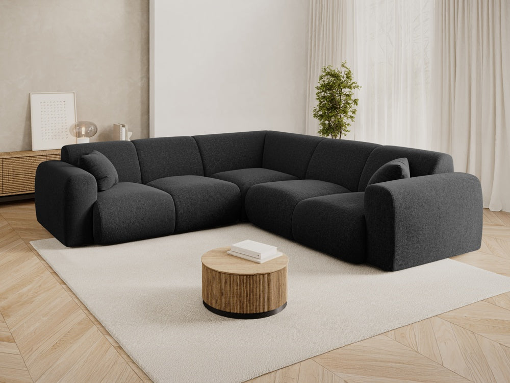 
5-Sitzer Design Ecksofa „Nolio“ - Chenille Schwarz