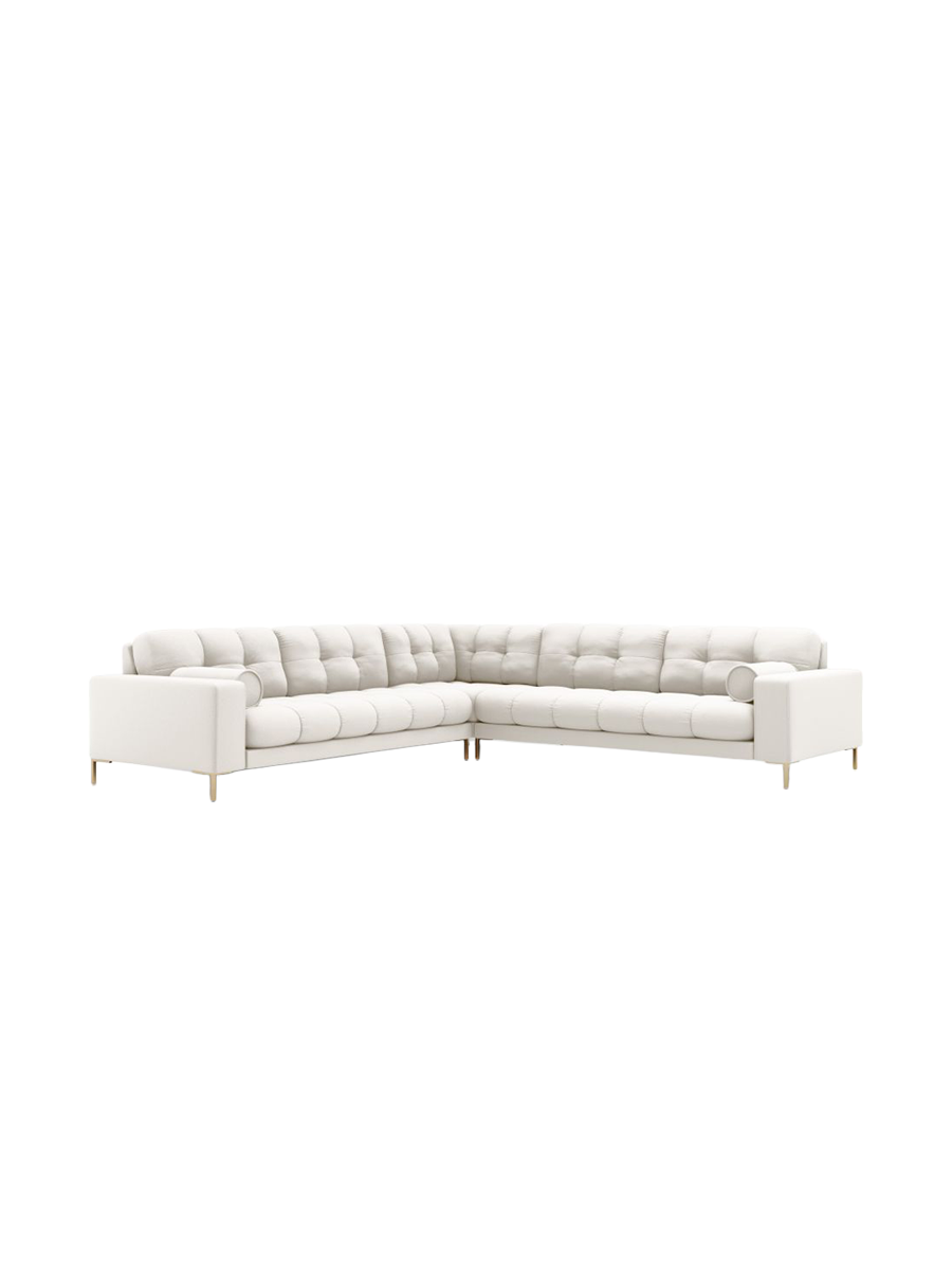 
6-Sitzer Design Ecksofa „Bali“ - Strukturstoff Beige hell / Gold