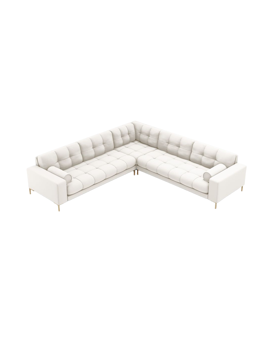 
6-Sitzer Design Ecksofa „Bali“ - Strukturstoff Beige hell / Gold