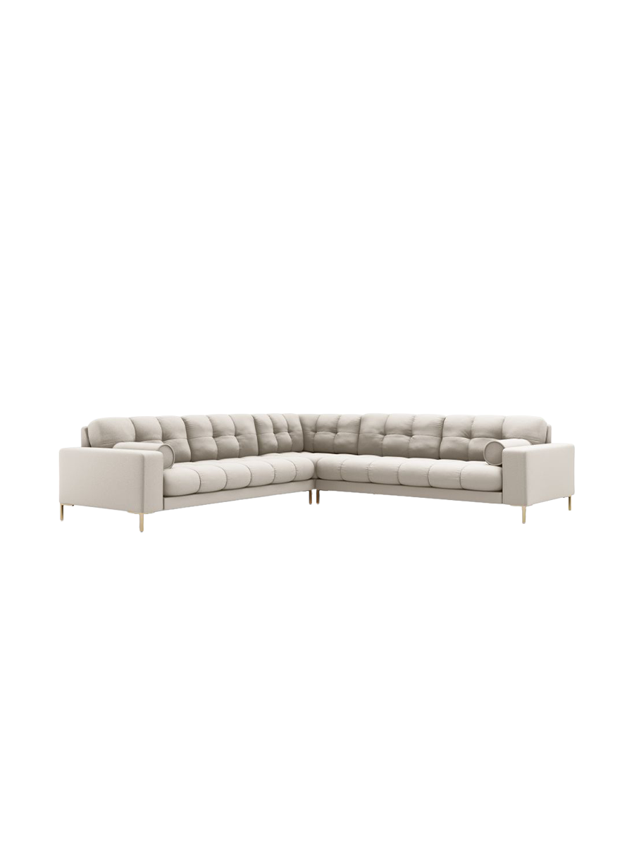 
6-Sitzer Design Ecksofa „Bali“ - Strukturstoff Beige / Gold