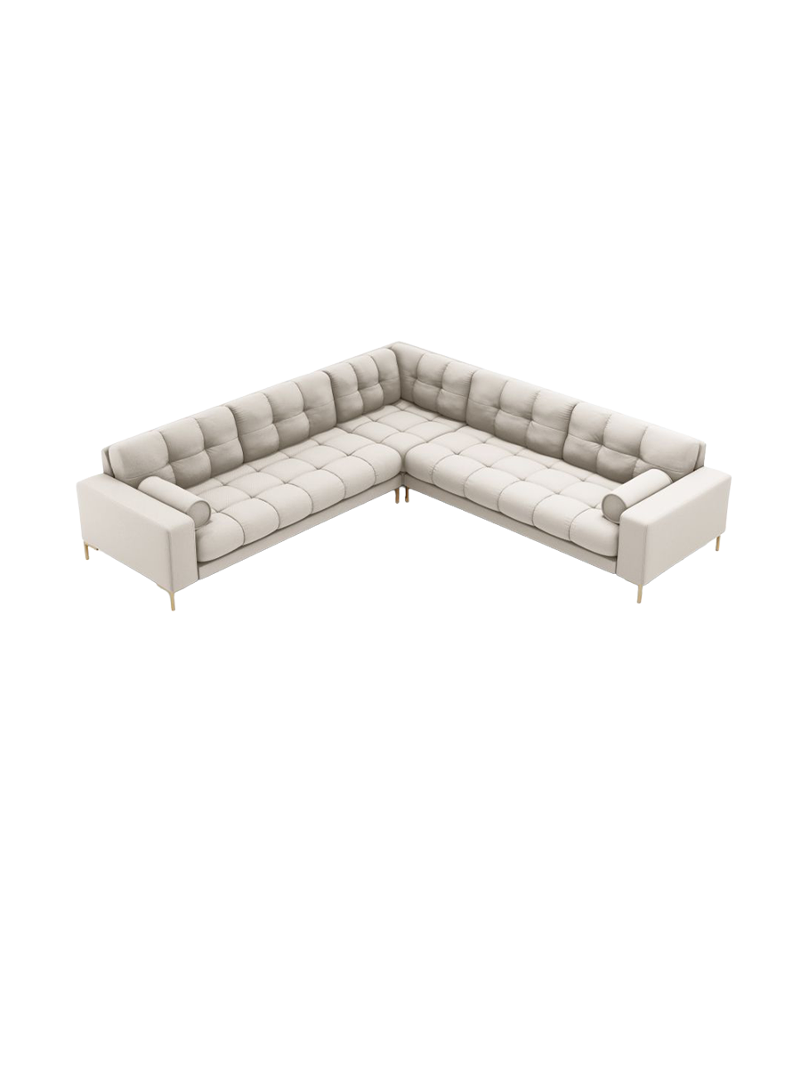 
6-Sitzer Design Ecksofa „Bali“ - Strukturstoff Beige / Gold