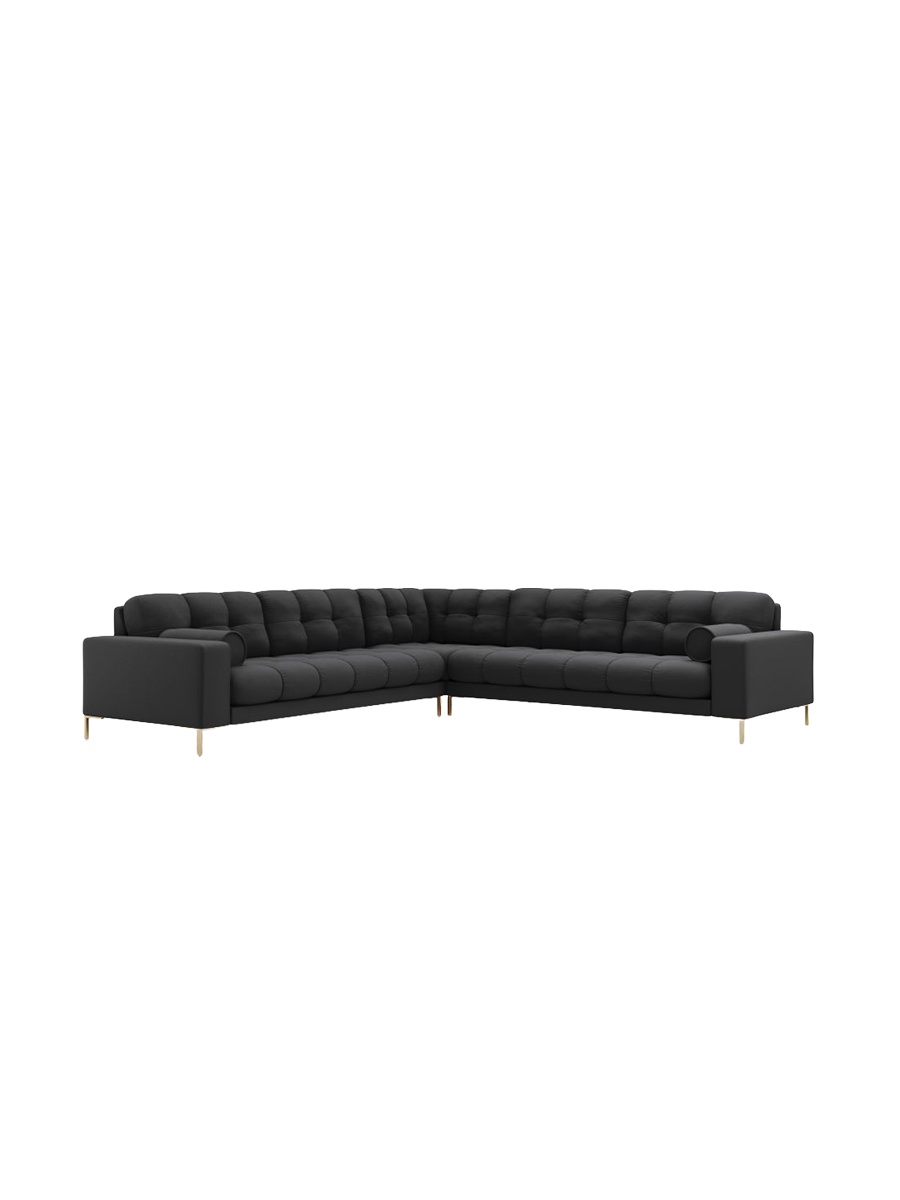 
6-Sitzer Design Ecksofa „Bali“ - Strukturstoff Dunkelgrau / Gold
