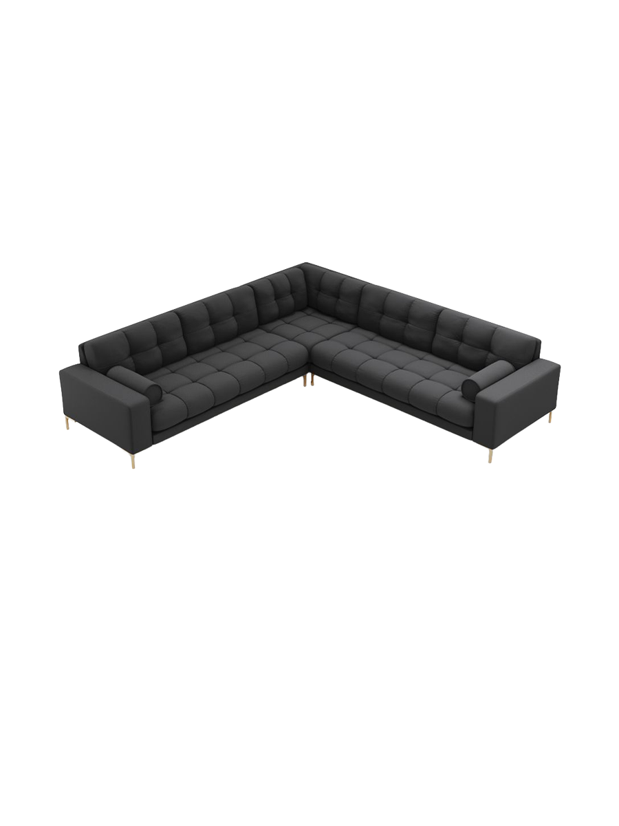 
6-Sitzer Design Ecksofa „Bali“ - Strukturstoff Dunkelgrau / Gold