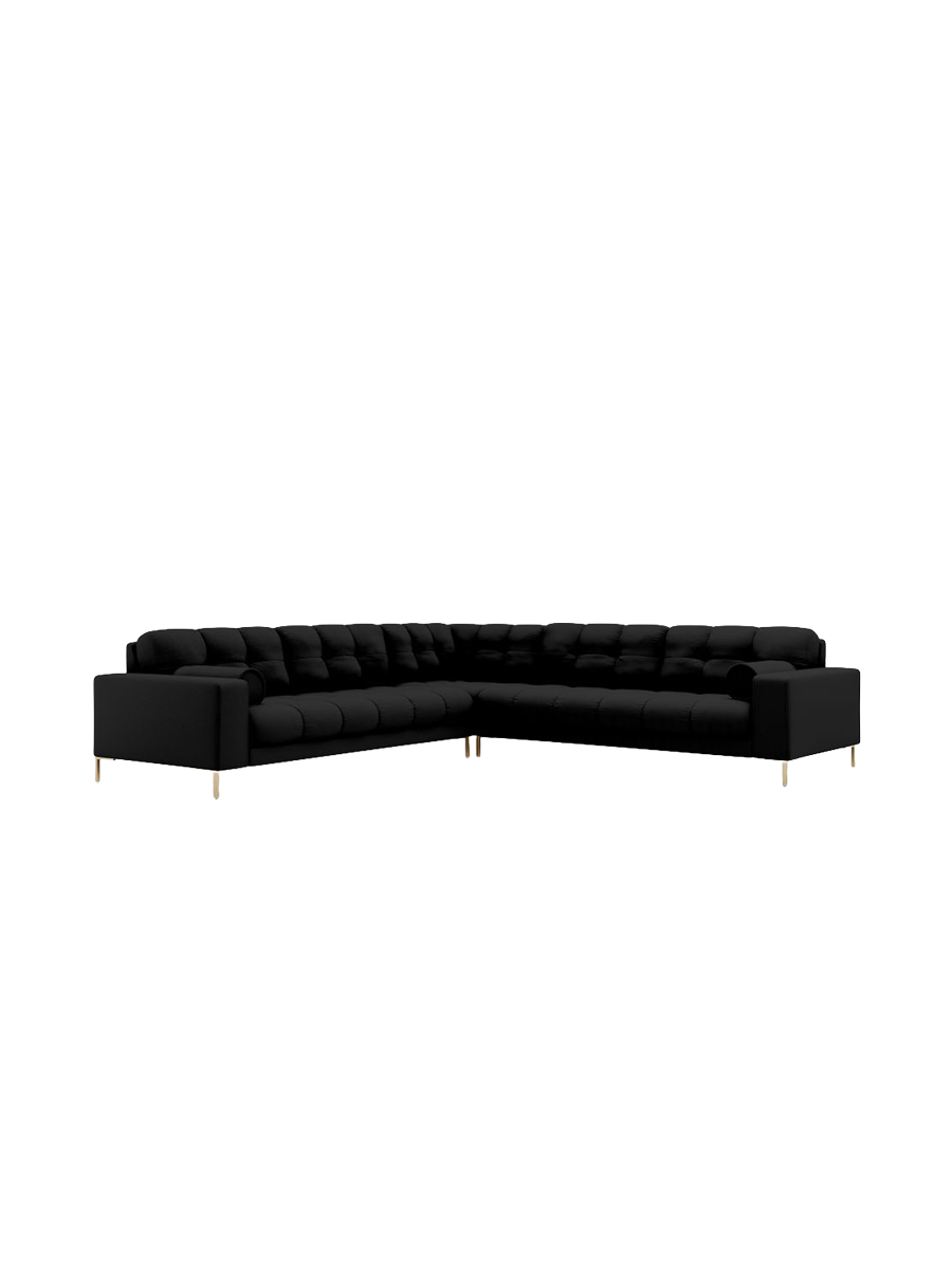 
6-Sitzer Design Ecksofa „Bali“ - Strukturstoff Schwarz / Gold