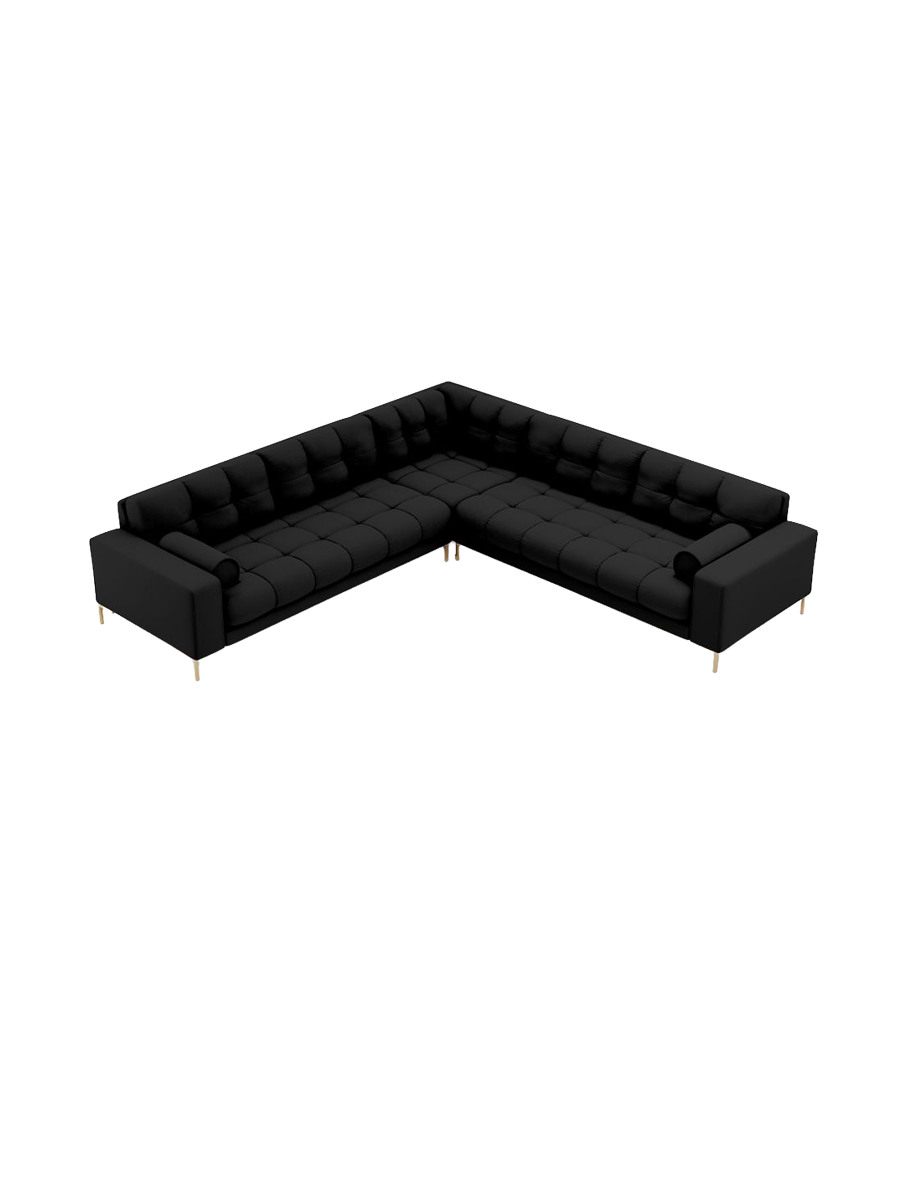 
6-Sitzer Design Ecksofa „Bali“ - Strukturstoff Schwarz / Gold