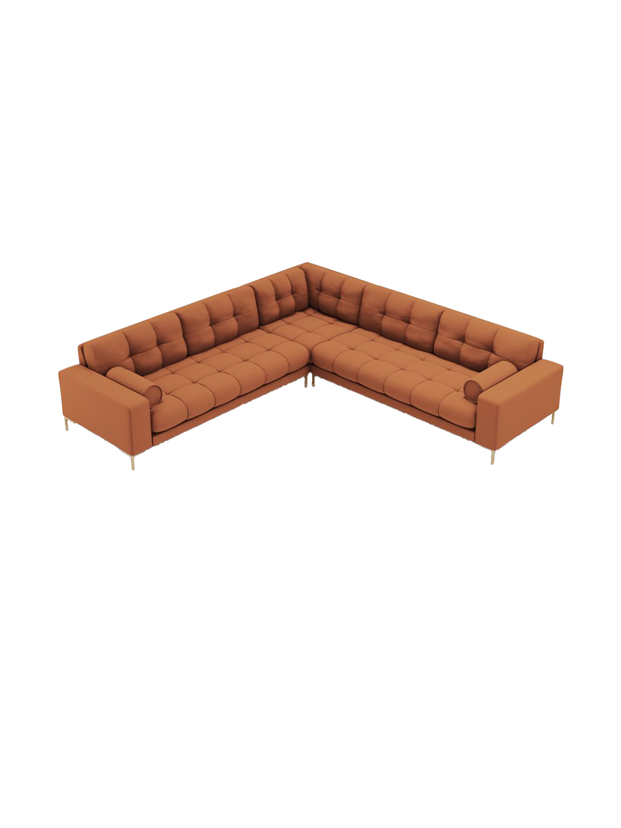 
6-Sitzer Design Ecksofa „Bali“ - Strukturstoff Brick / Gold