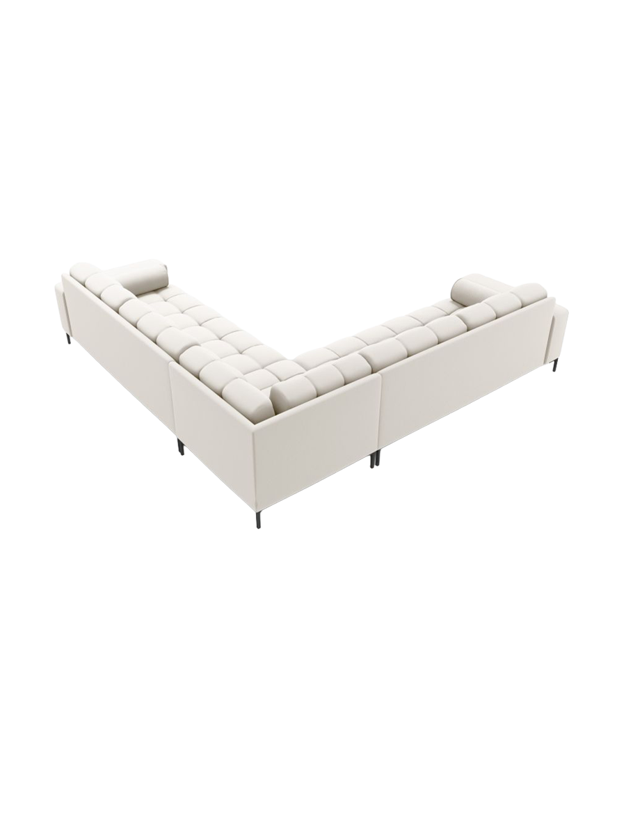 
6-Sitzer Design Ecksofa „Bali“ - Strukturstoff Beige hell / Schwarz