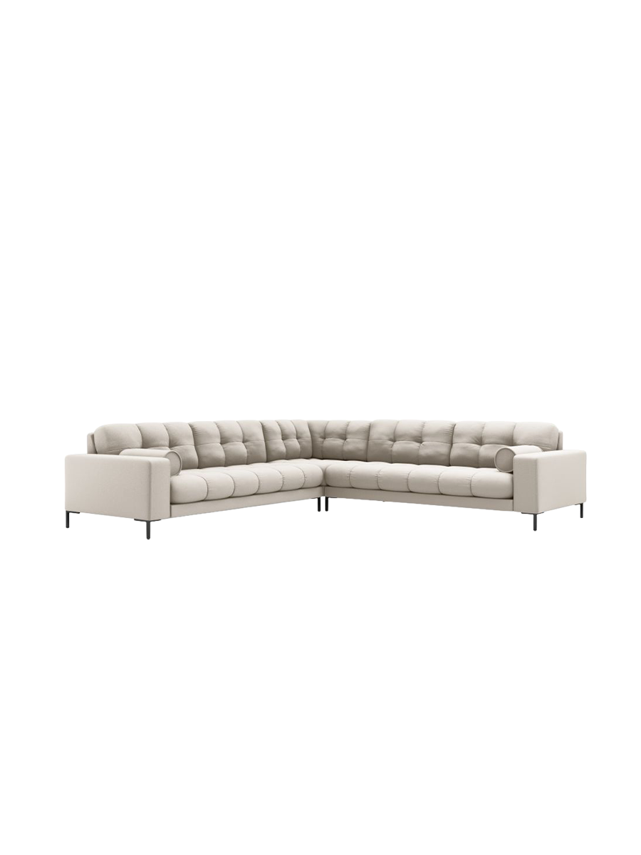 
6-Sitzer Design Ecksofa „Bali“ - Strukturstoff Beige / Schwarz