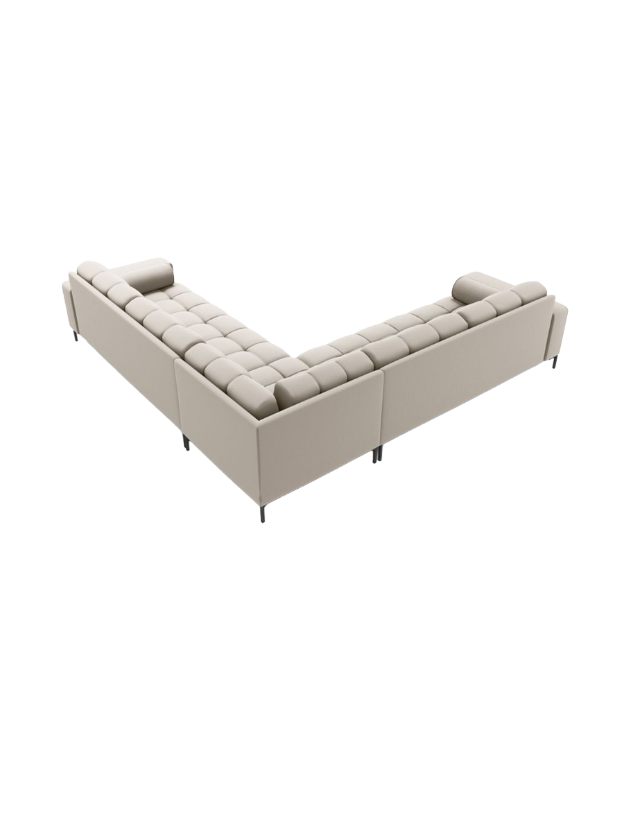 
6-Sitzer Design Ecksofa „Bali“ - Strukturstoff Beige / Schwarz