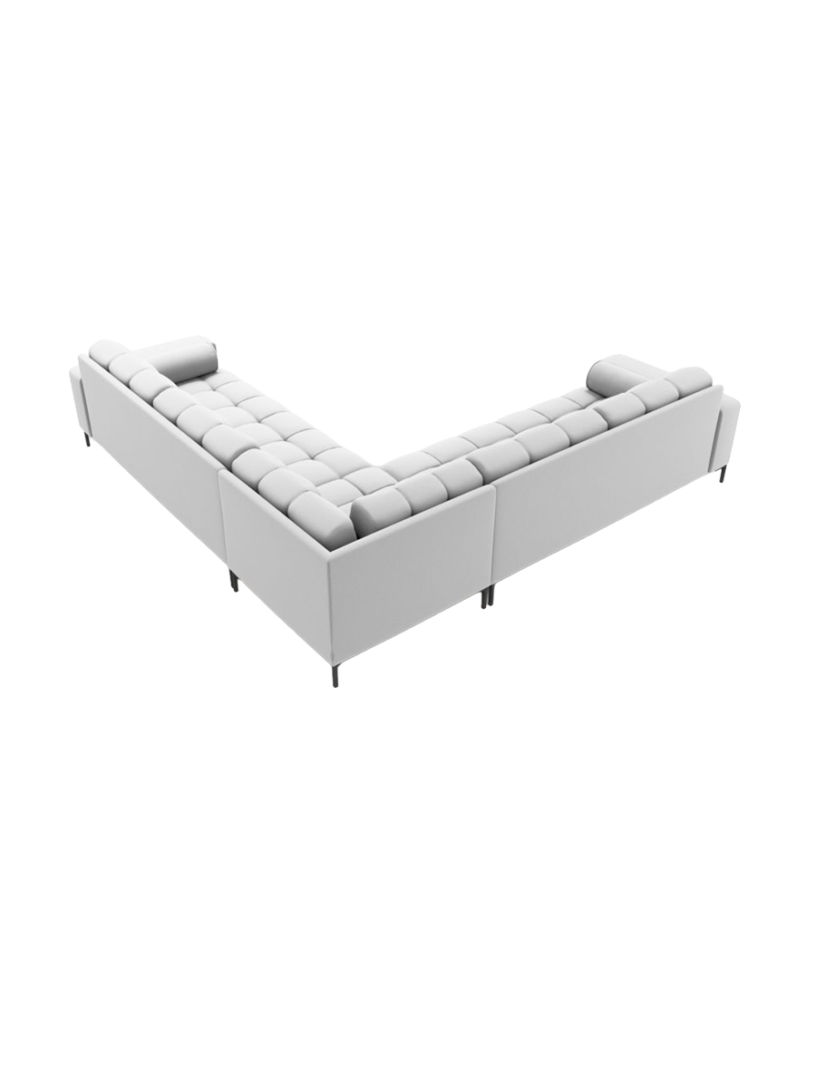 
6-Sitzer Design Ecksofa „Bali“ - Strukturstoff Hellgrau / Schwarz