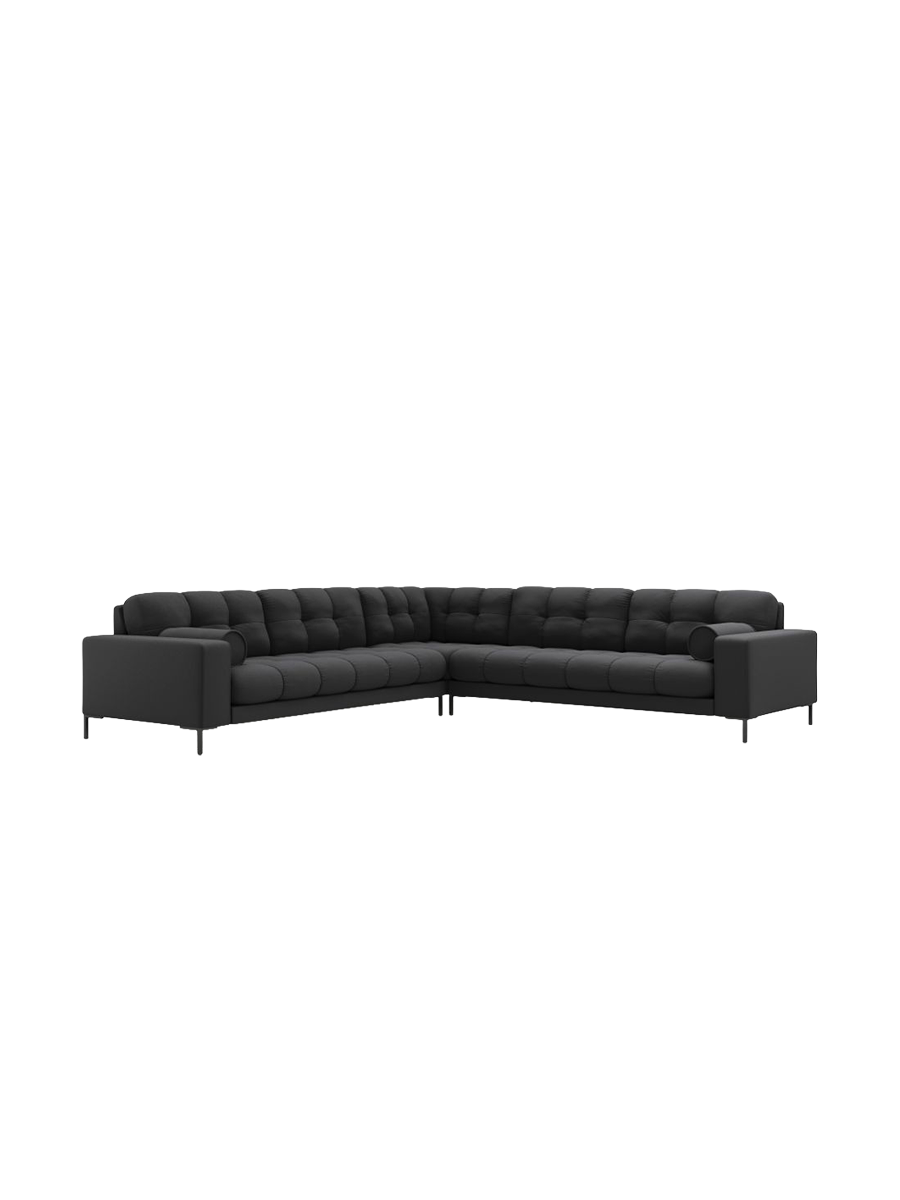 
6-Sitzer Design Ecksofa „Bali“ - Strukturstoff Dunkelgrau / Schwarz