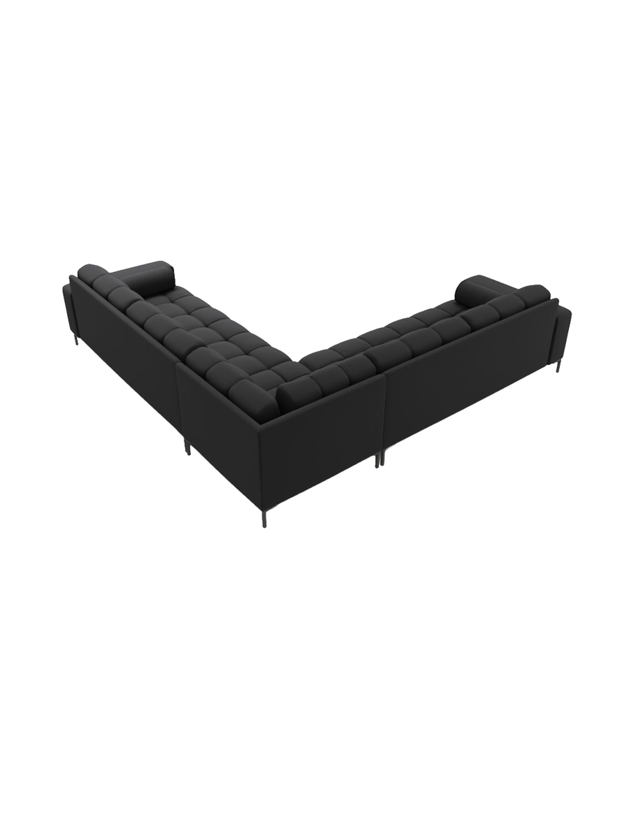 
6-Sitzer Design Ecksofa „Bali“ - Strukturstoff Dunkelgrau / Schwarz