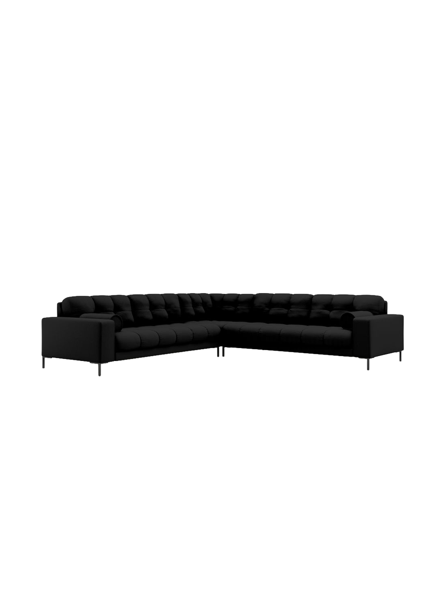 
6-Sitzer Design Ecksofa „Bali“ - Strukturstoff Schwarz / Schwarz