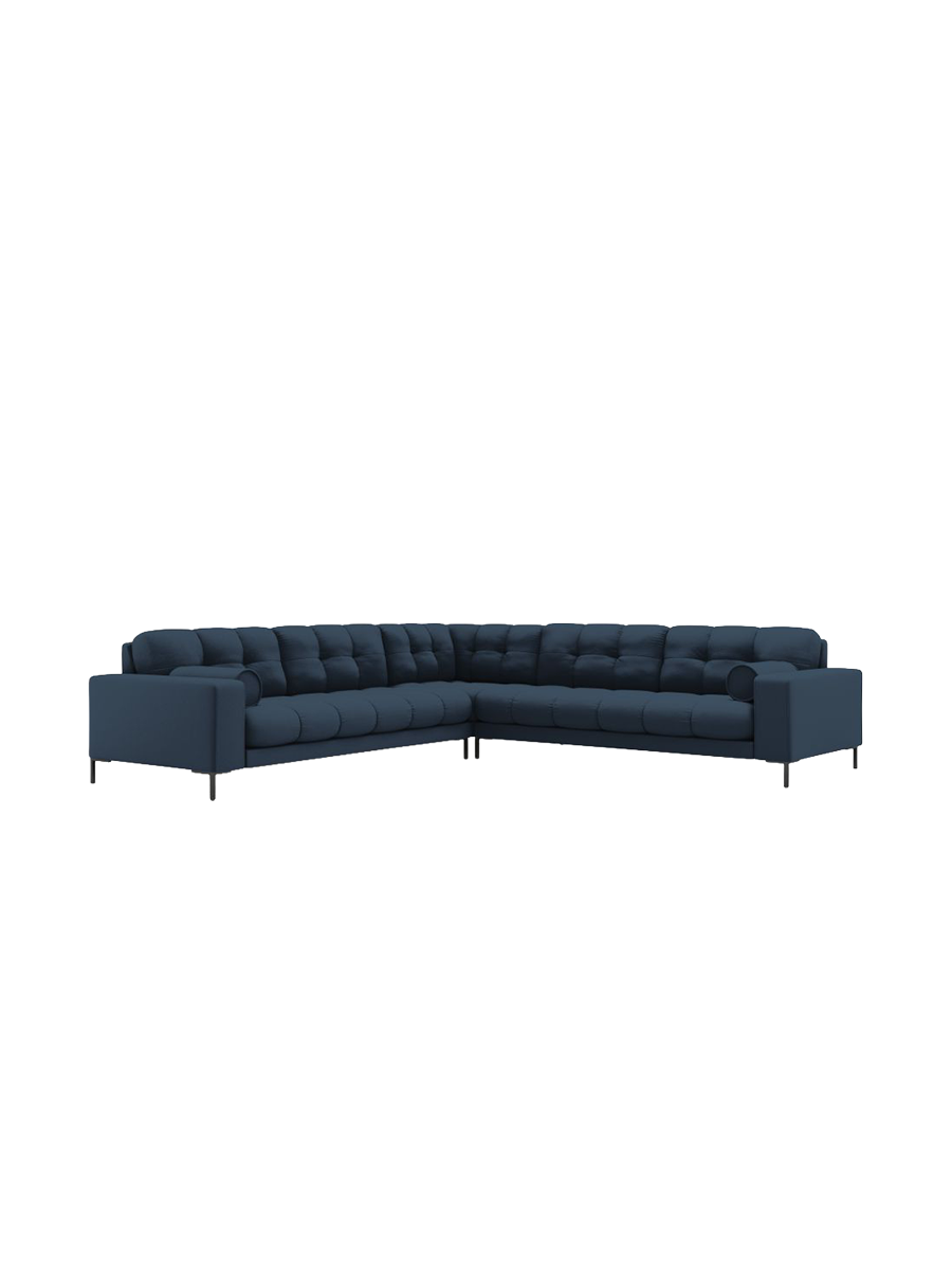 
6-Sitzer Design Ecksofa „Bali“ - Strukturstoff Blau / Schwarz