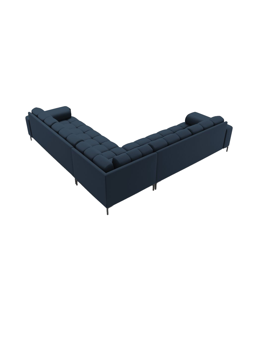 
6-Sitzer Design Ecksofa „Bali“ - Strukturstoff Blau / Schwarz