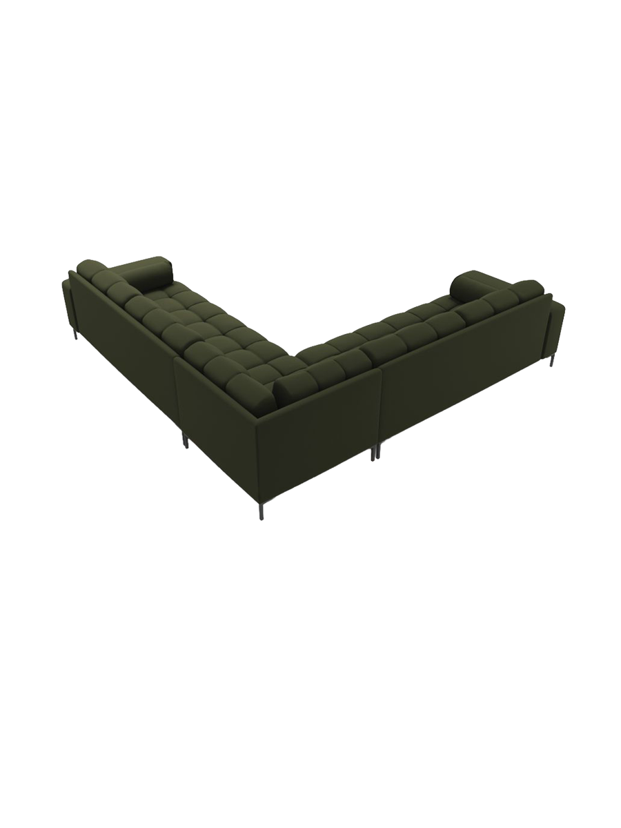
6-Sitzer Design Ecksofa „Bali“ - Strukturstoff Grün / Schwarz