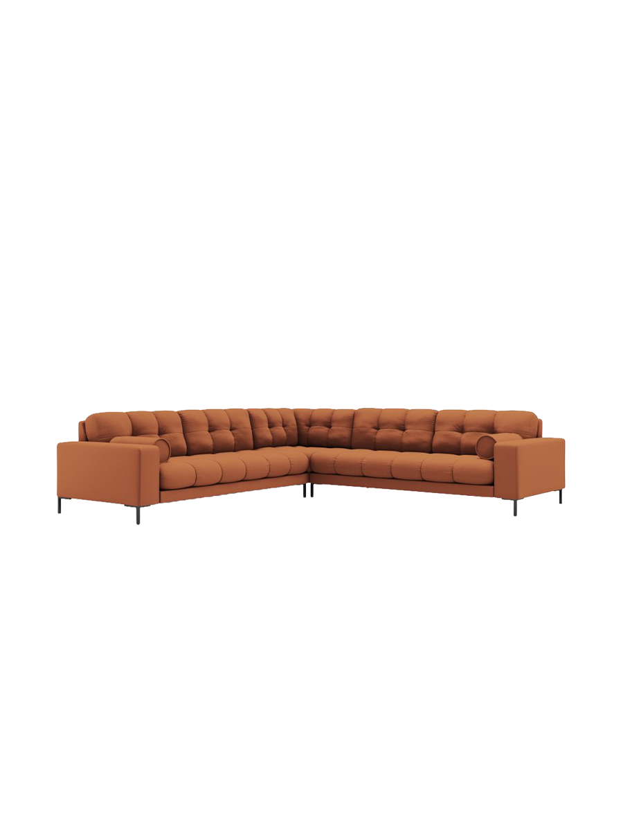 
6-Sitzer Design Ecksofa „Bali“ - Strukturstoff Brick / Schwarz