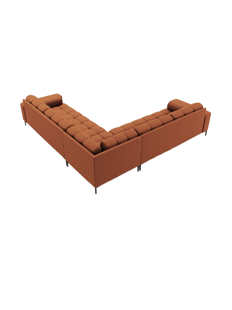 
6-Sitzer Design Ecksofa „Bali“ - Strukturstoff Brick / Schwarz