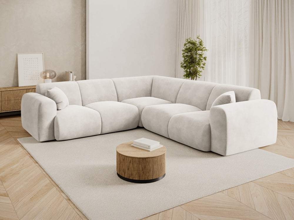 
5-Sitzer Design Ecksofa „Nolio“ - Samt Beige hell