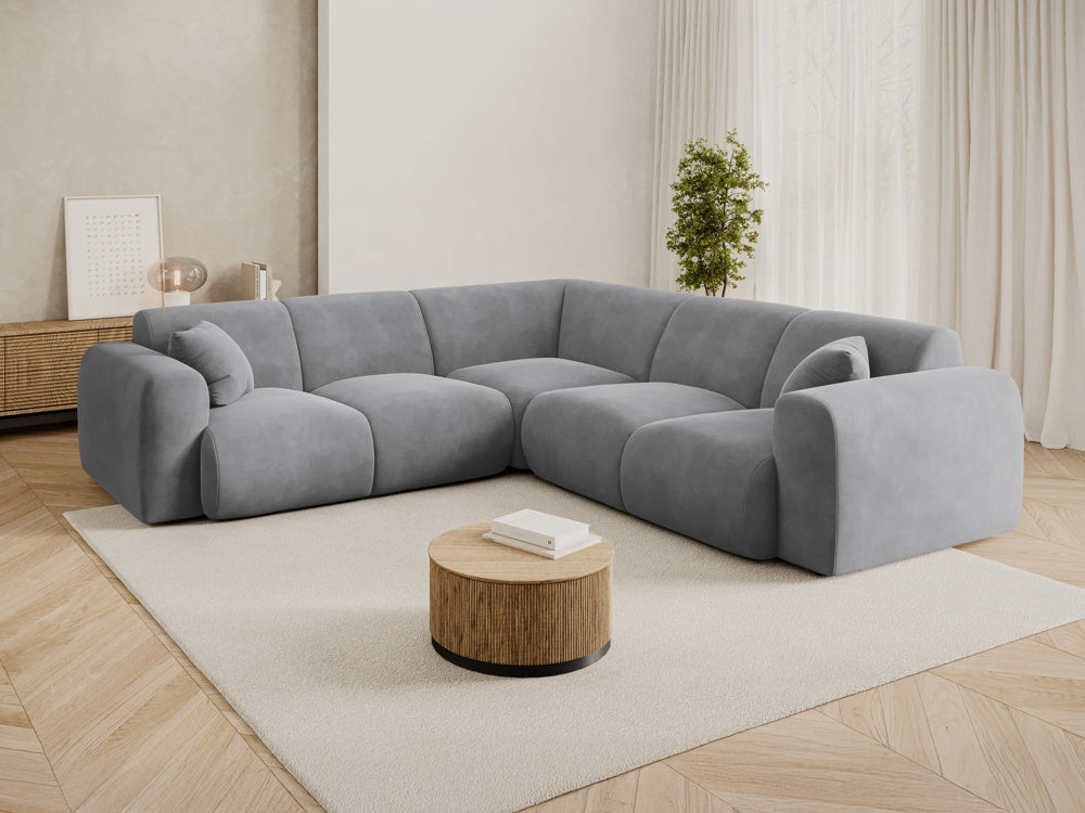 
5-Sitzer Design Ecksofa „Nolio“ - Samt Hellgrau