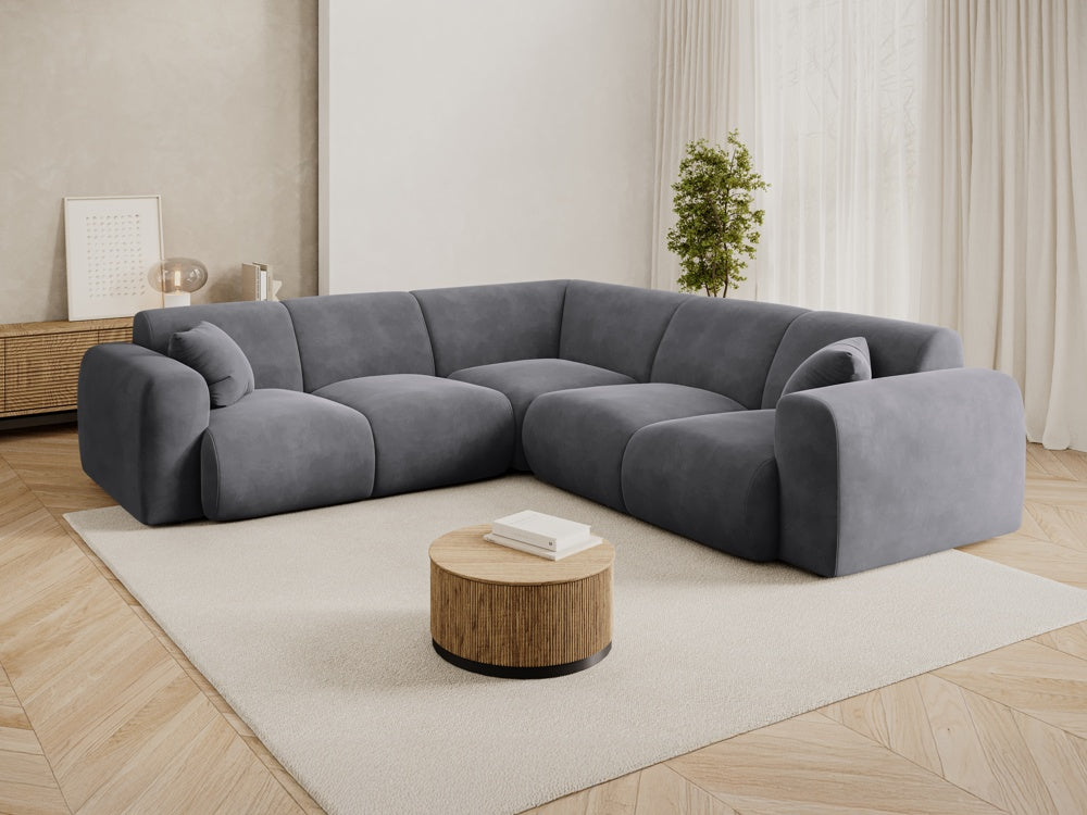
5-Sitzer Design Ecksofa „Nolio“ - Samt Dunkelgrau