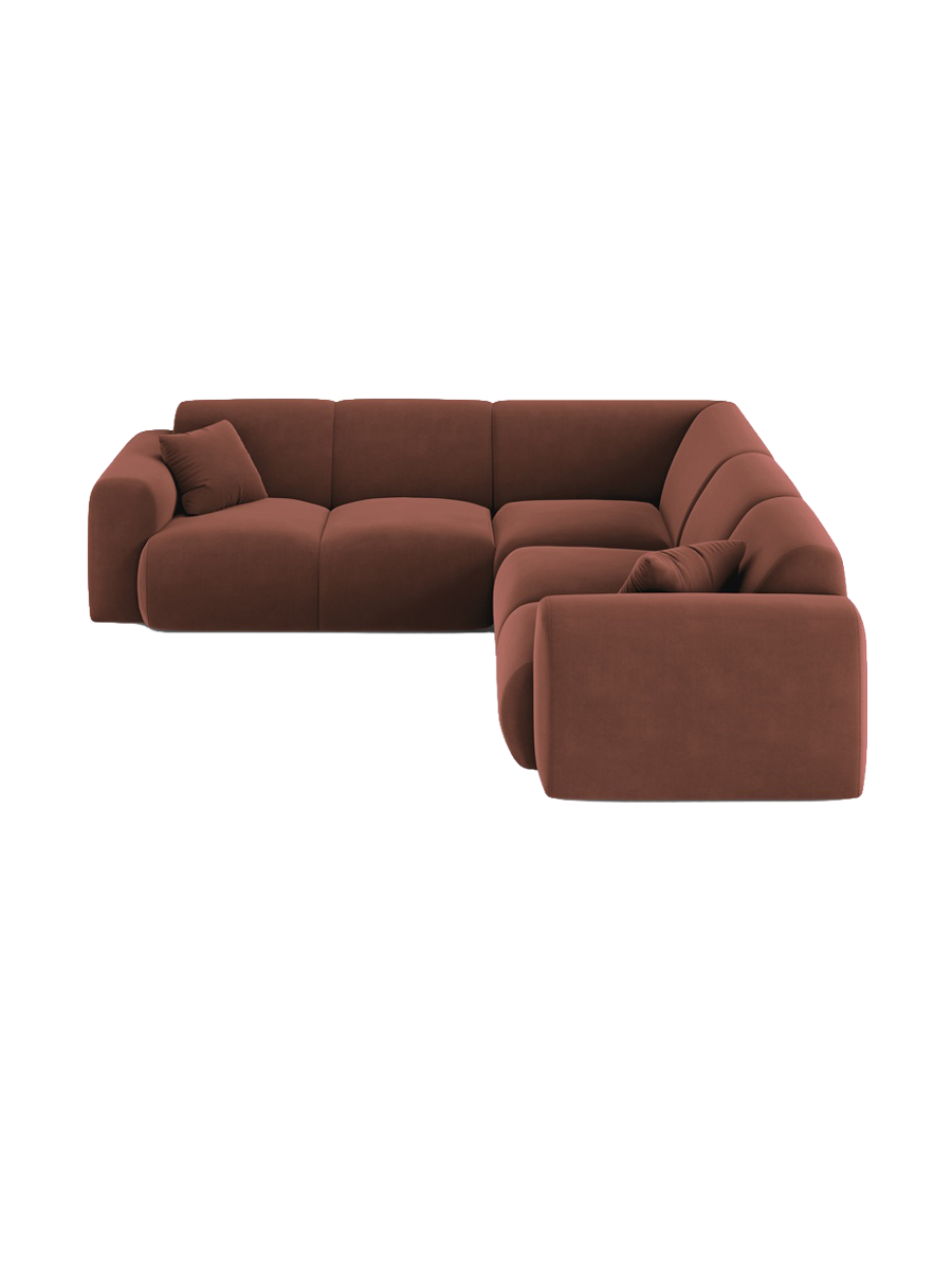 
5-Sitzer Design Ecksofa „Nolio“ - Samt Terracotta dunkel