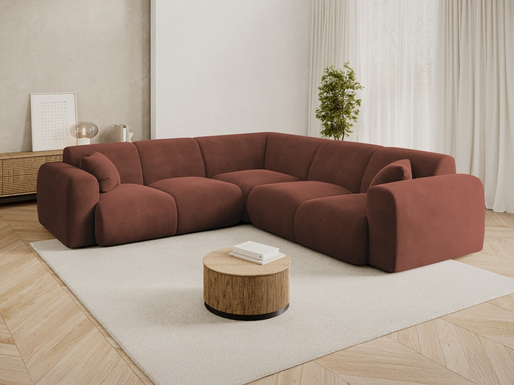 
5-Sitzer Design Ecksofa „Nolio“ - Samt Terracotta dunkel