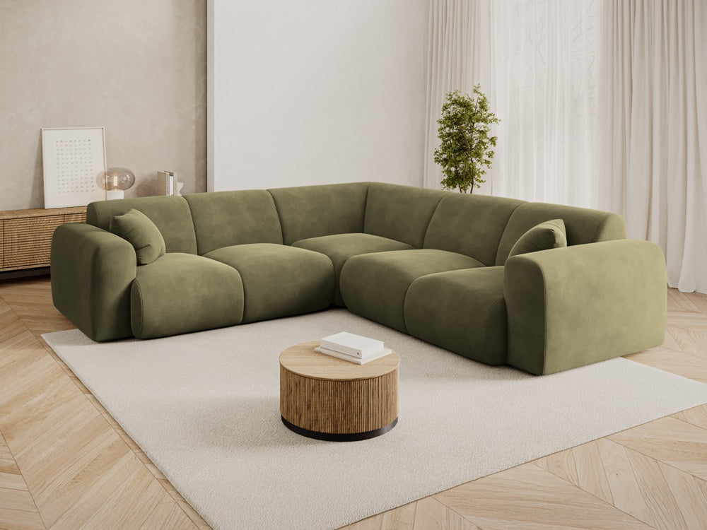 
5-Sitzer Design Ecksofa „Nolio“ - Samt Hellgrün