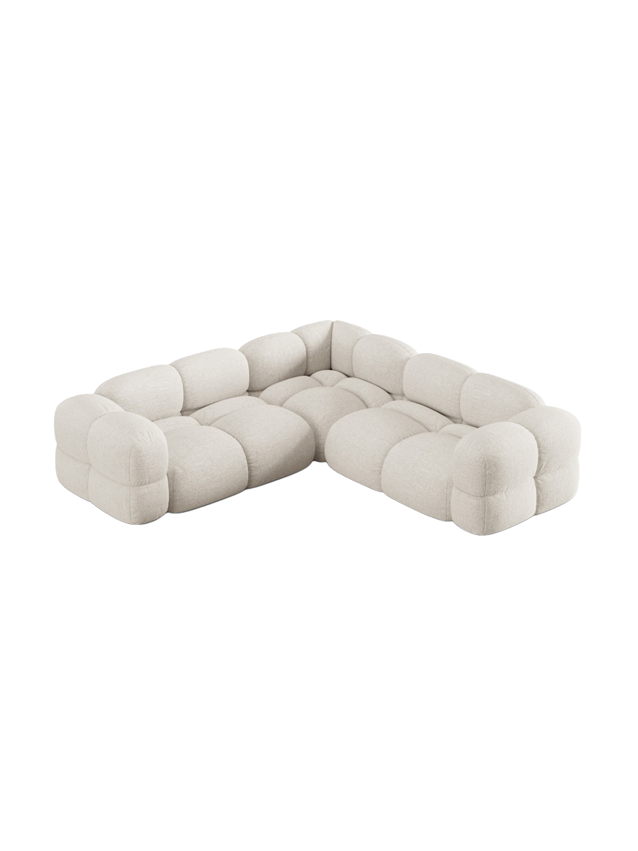 
4-Seater Designer Corner Sofa "Loretto" - Structured Fabric Beige