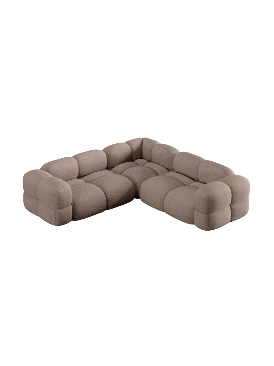 
4-Seater Designer Corner Sofa "Loretto" - Structured fabric Cappuccino